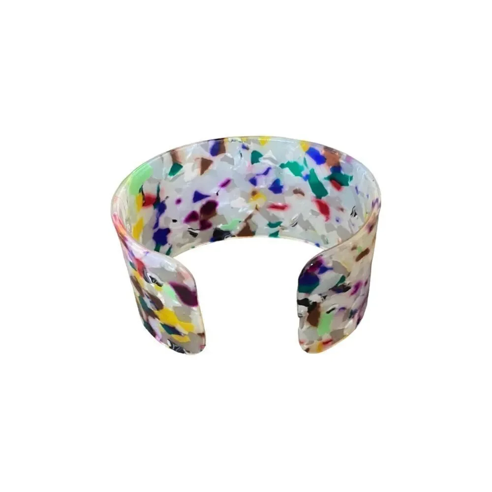 Multicolor Acrylic Tortoise Shell Cuff Bracelet Women’s OSFM Costume Jewelry - Picture 2 of 5